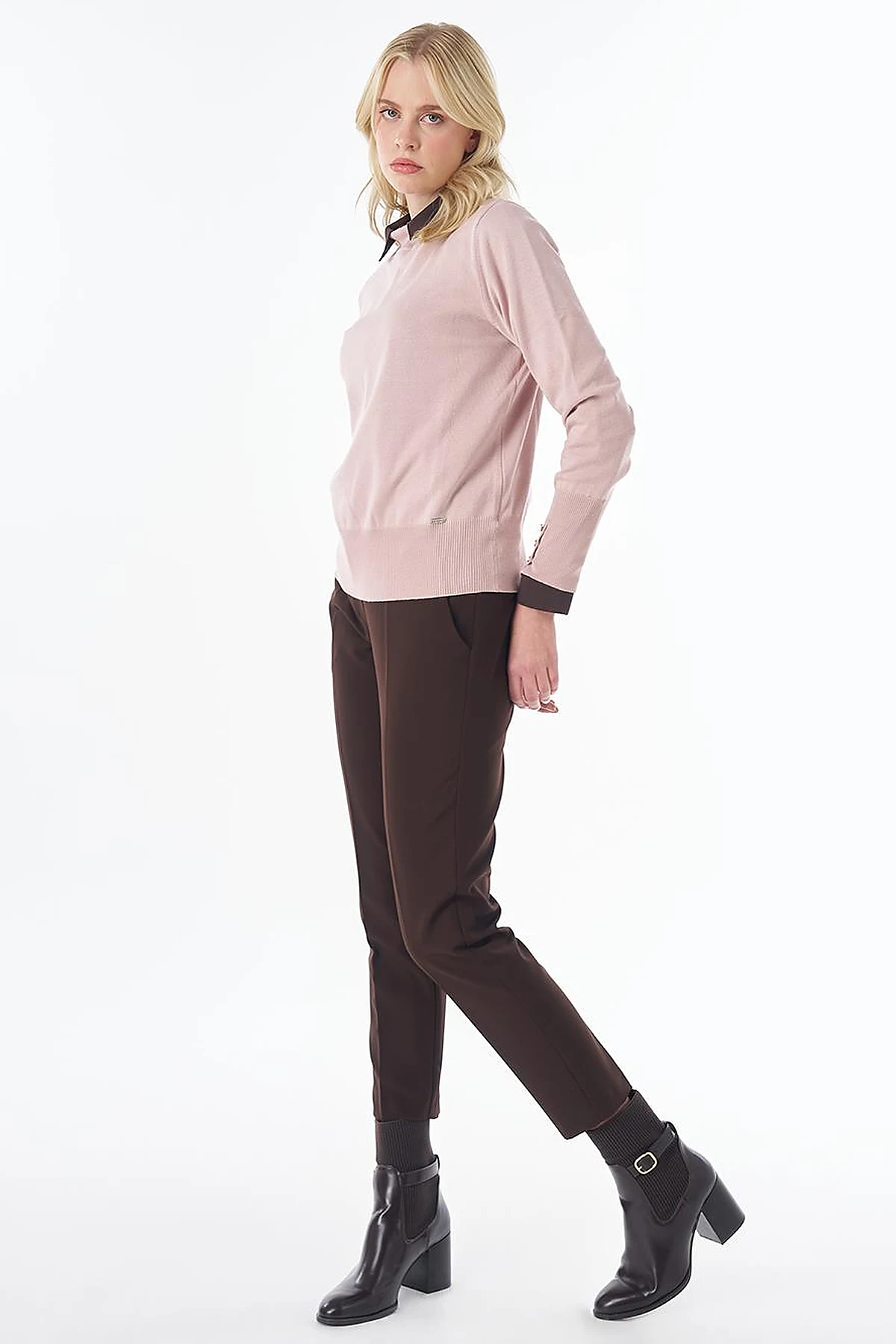 Basic Viscose Knit Sweater Powder