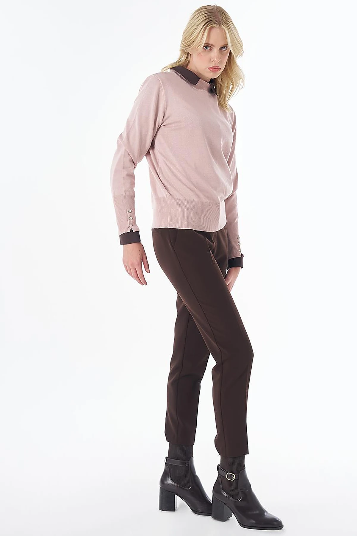 Basic Viscose Knit Sweater Powder
