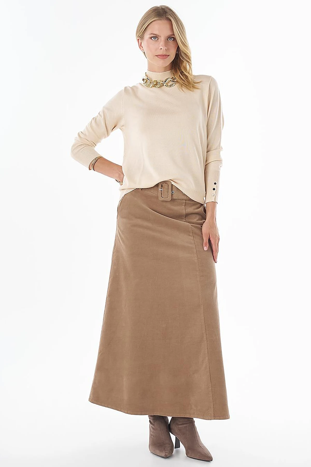 Basic Viscose Knit Sweater Stone 