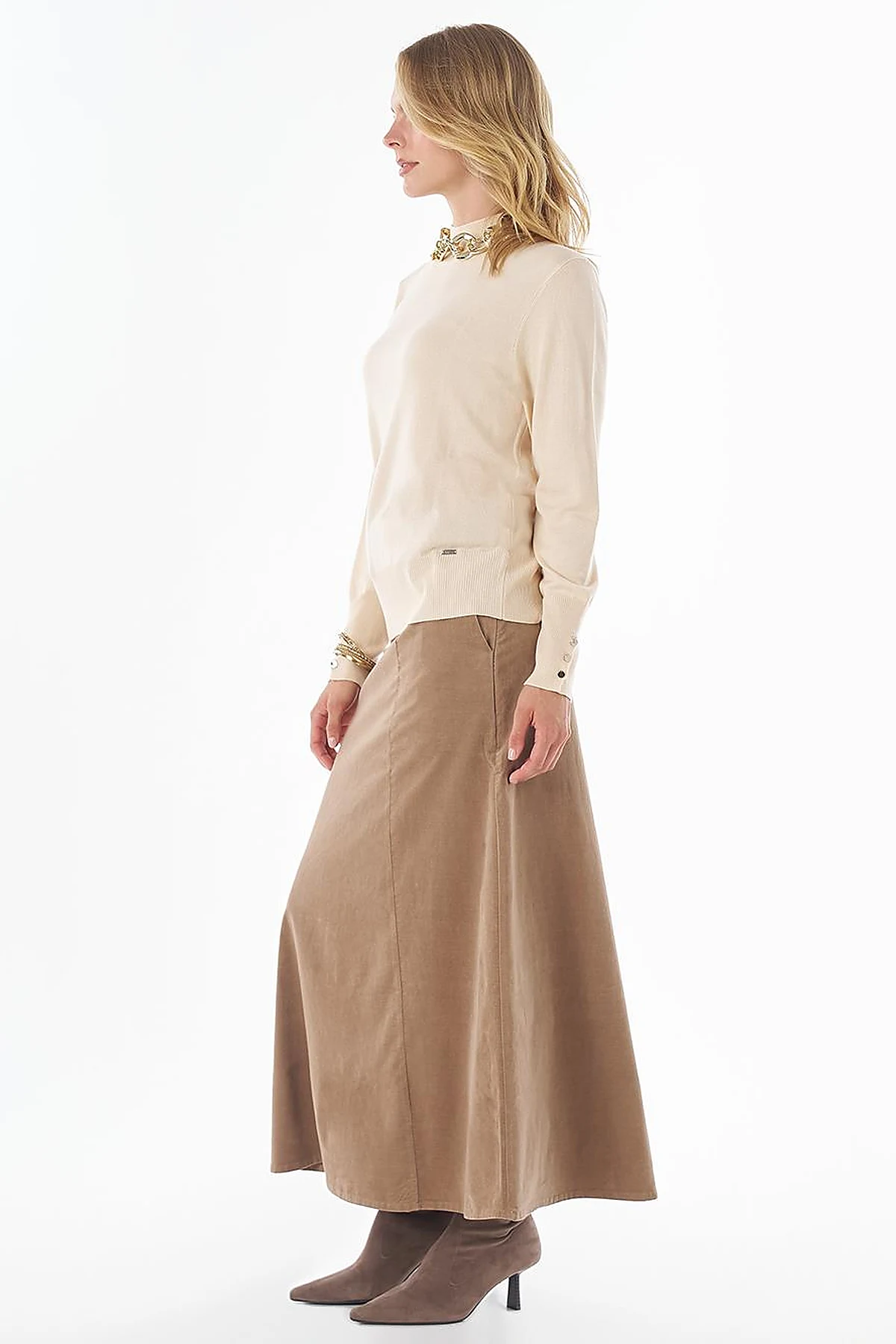 Basic Viscose Knit Sweater Stone 