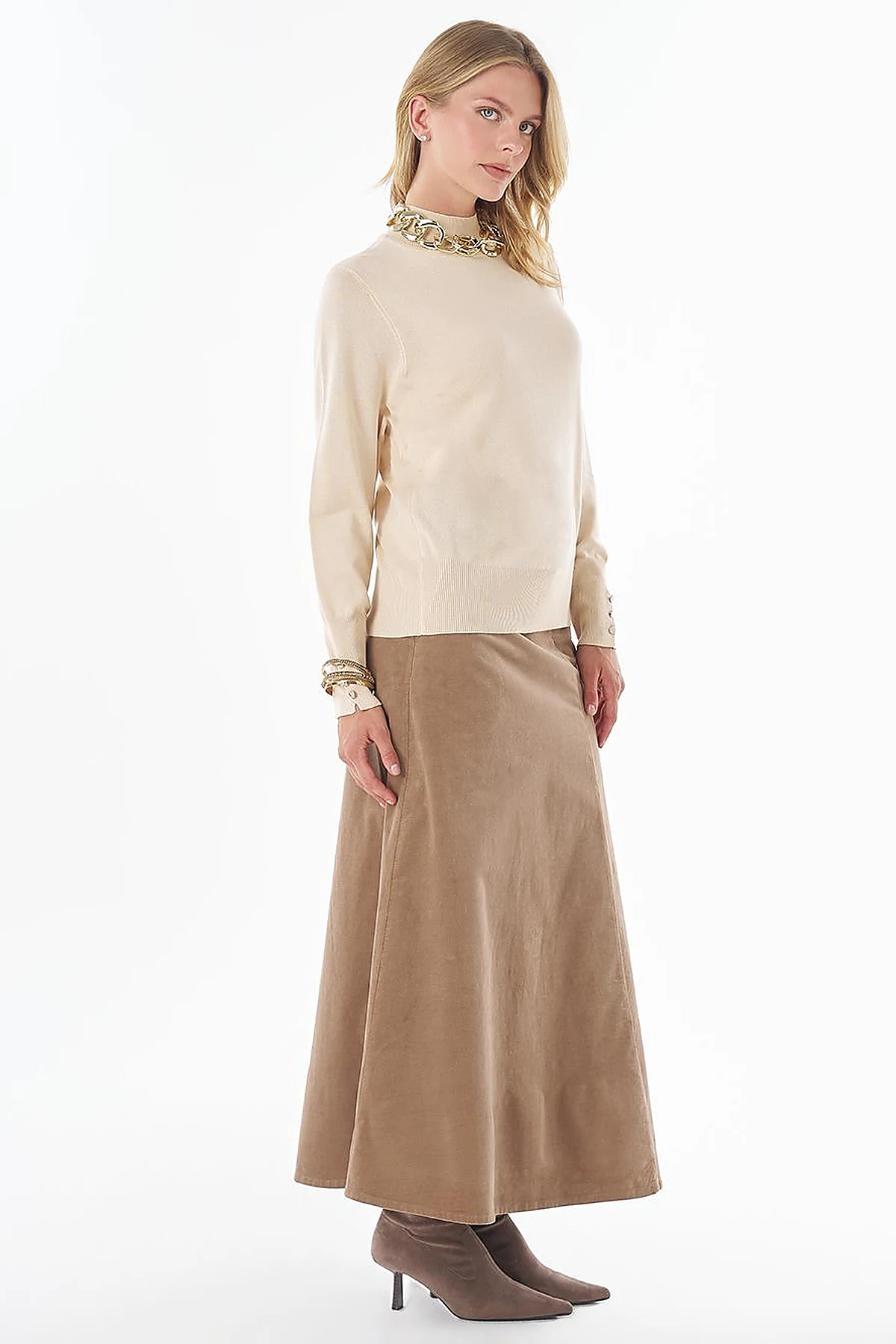Basic Viscose Knit Sweater Stone 