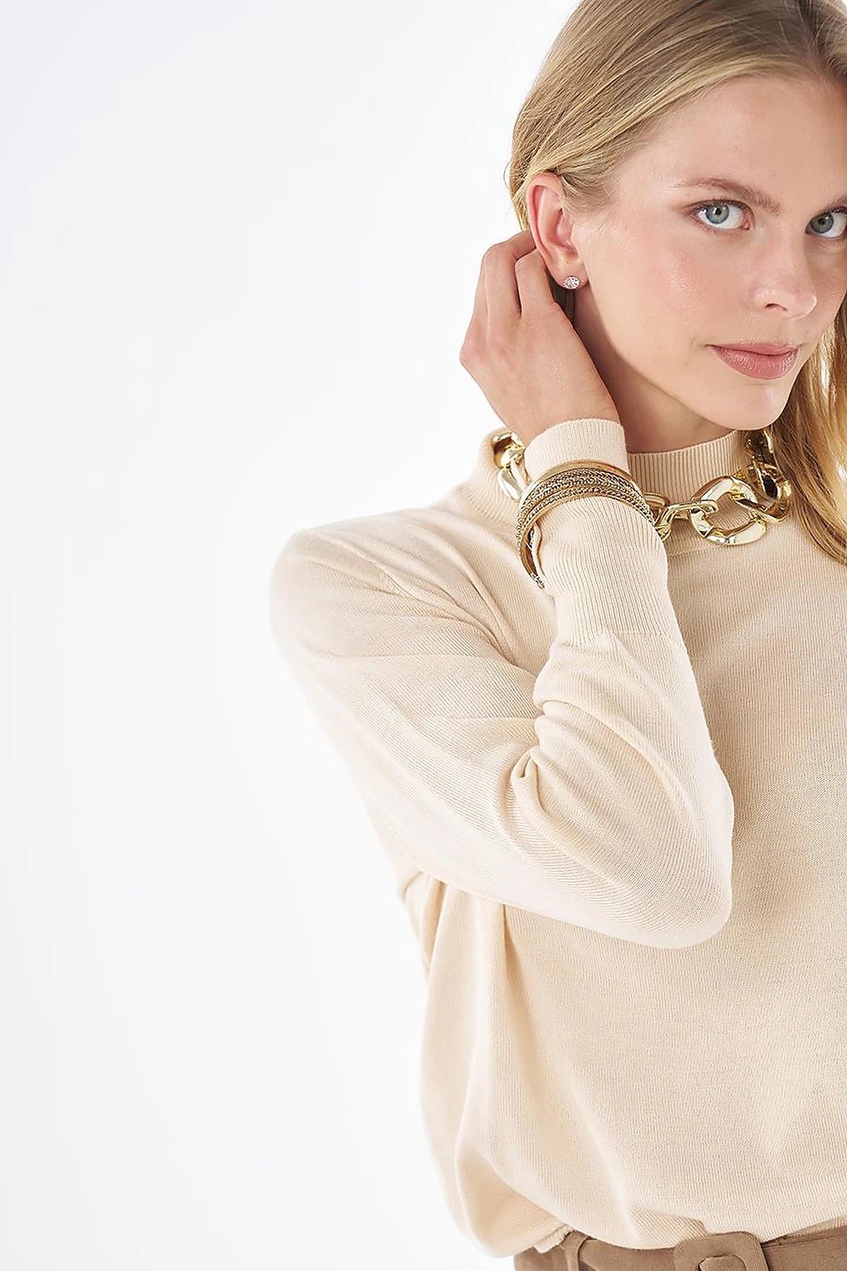 Basic Viscose Knit Sweater Stone 
