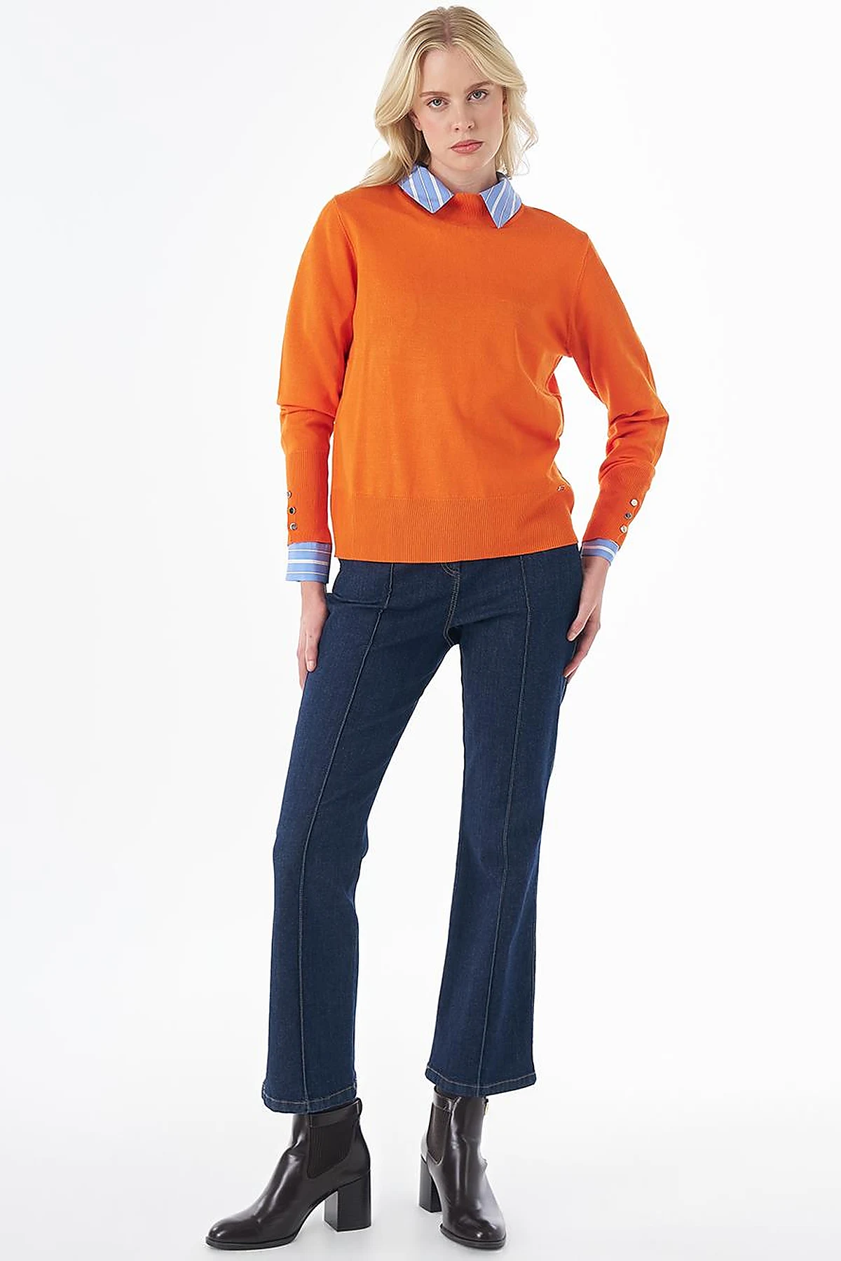 Basic Viscose Knit Sweater Orange
