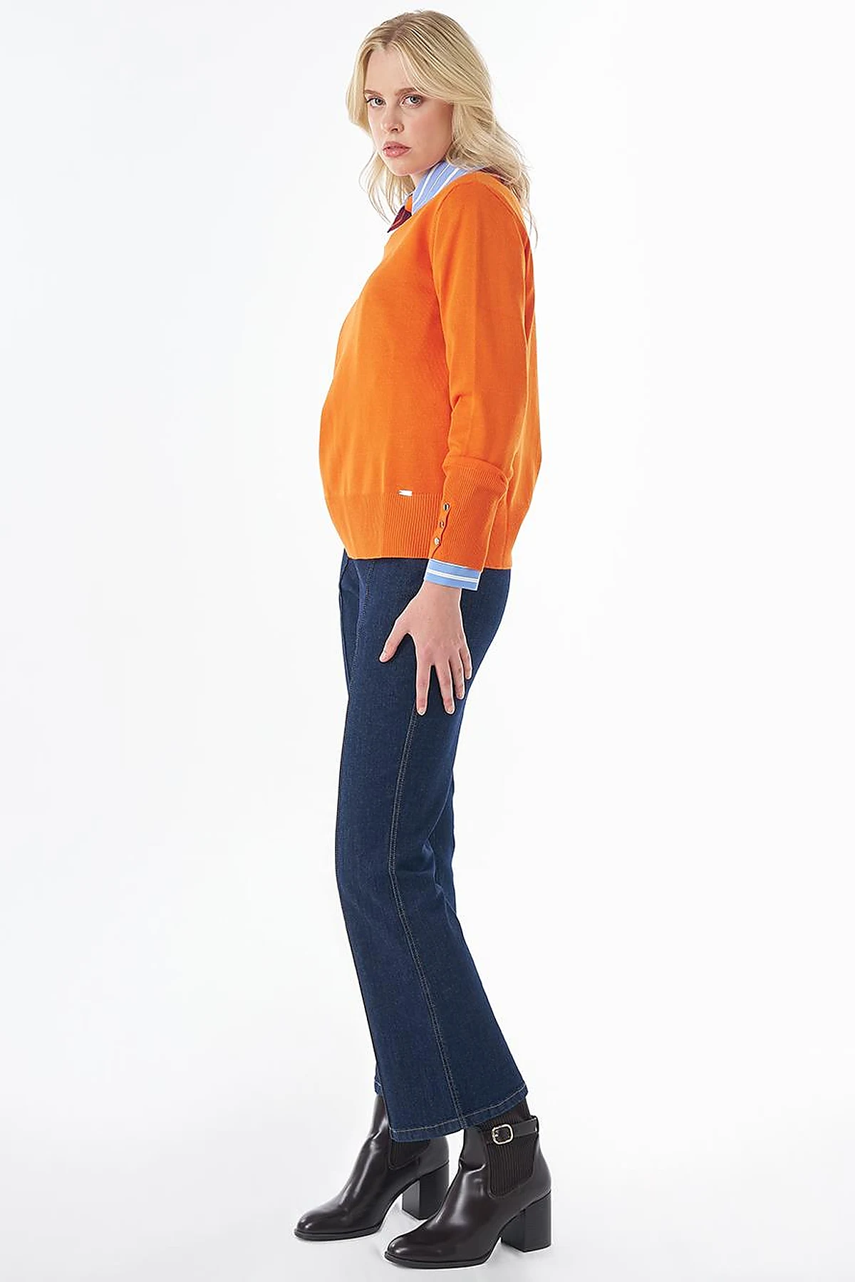 Basic Viscose Knit Sweater Orange