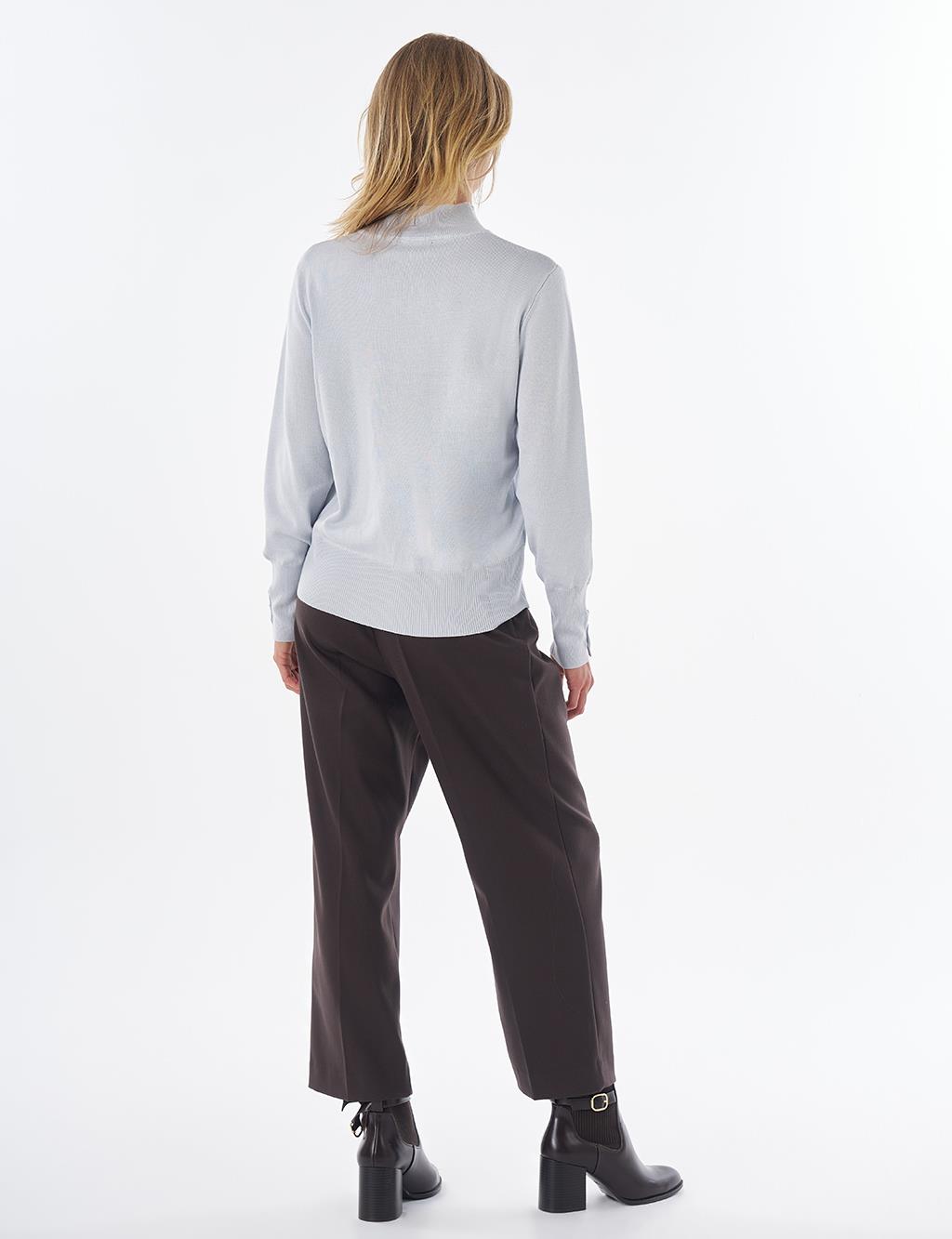 Basic Viscose Knit Sweater Light Blue