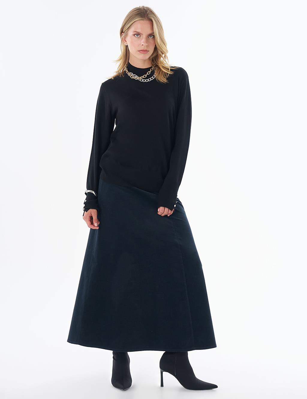 Basic Viscose Knit Sweater Black