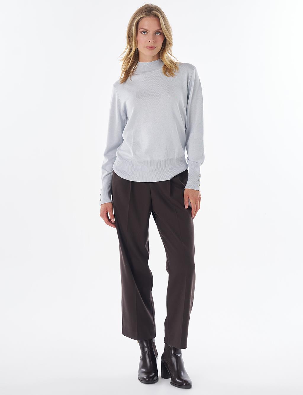 Basic Viscose Knit Sweater Light Blue