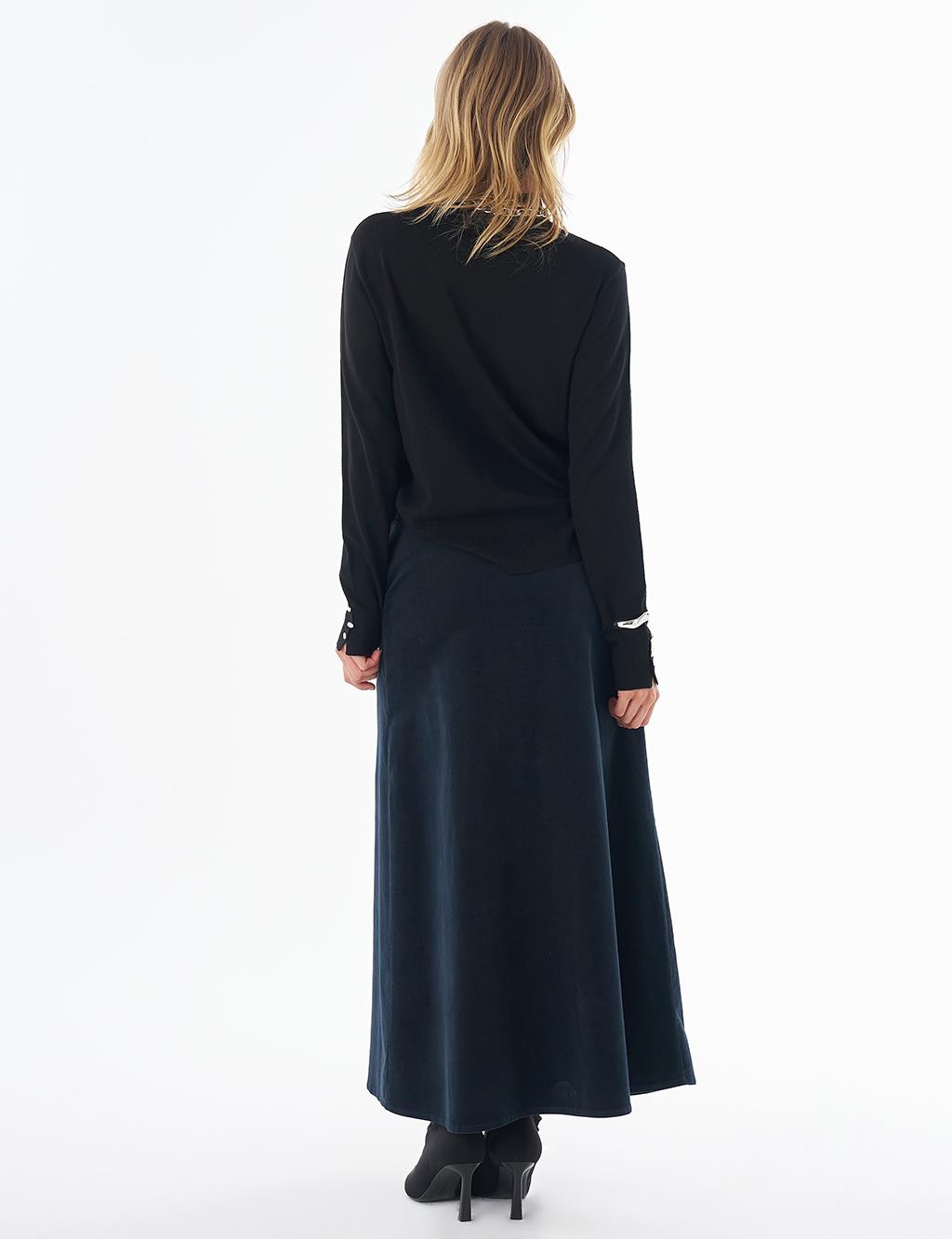 Basic Viscose Knit Sweater Black