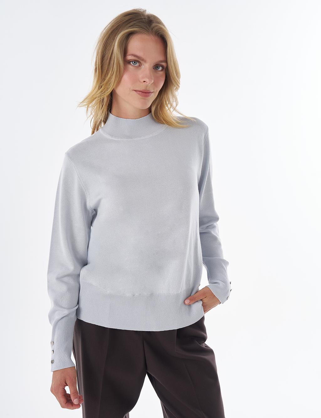 Basic Viscose Knit Sweater Light Blue