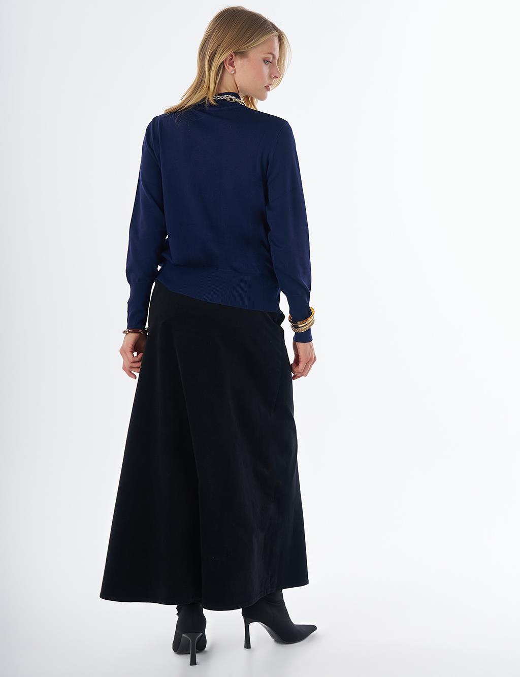 Basic Viscose Knit Sweater Navy 