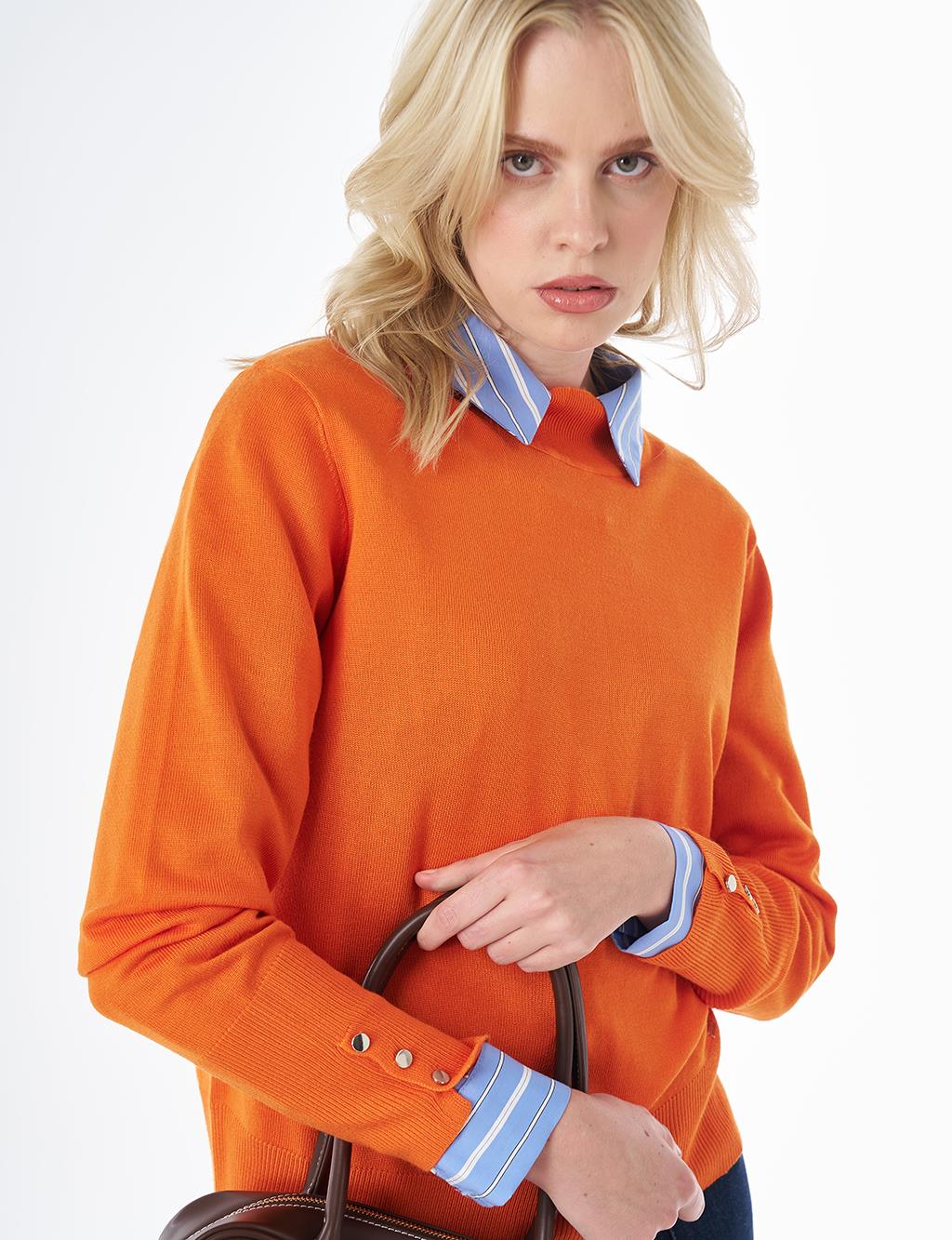 Basic Viscose Knit Sweater Orange