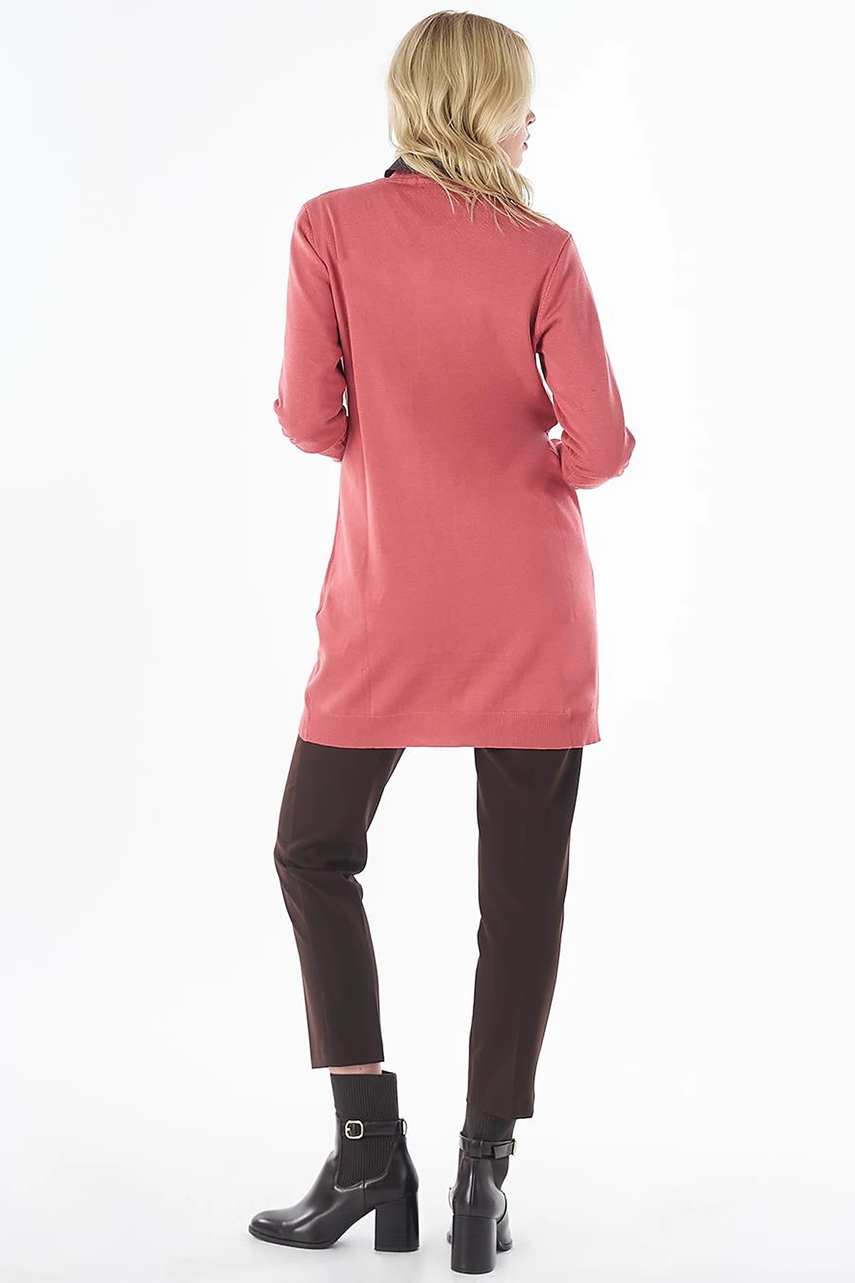 Turtleneck Basic Viscose Knit Tunic Dusty Rose
