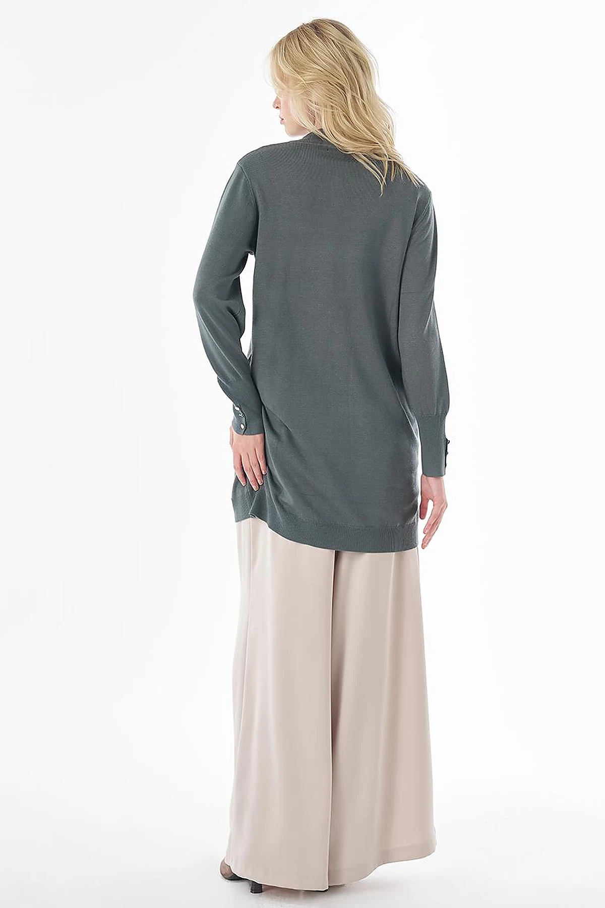 Turtleneck Basic Viscose Knit Tunic Moss Green