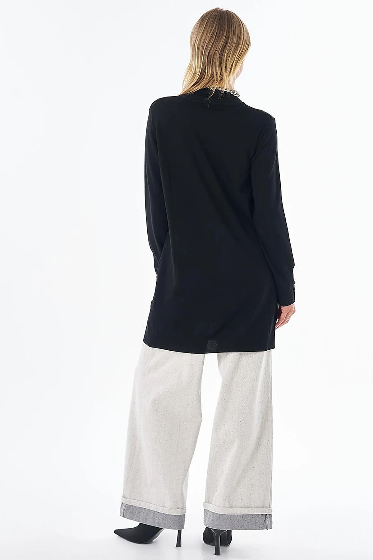 Turtleneck Basic Viscose Knit Tunic Black