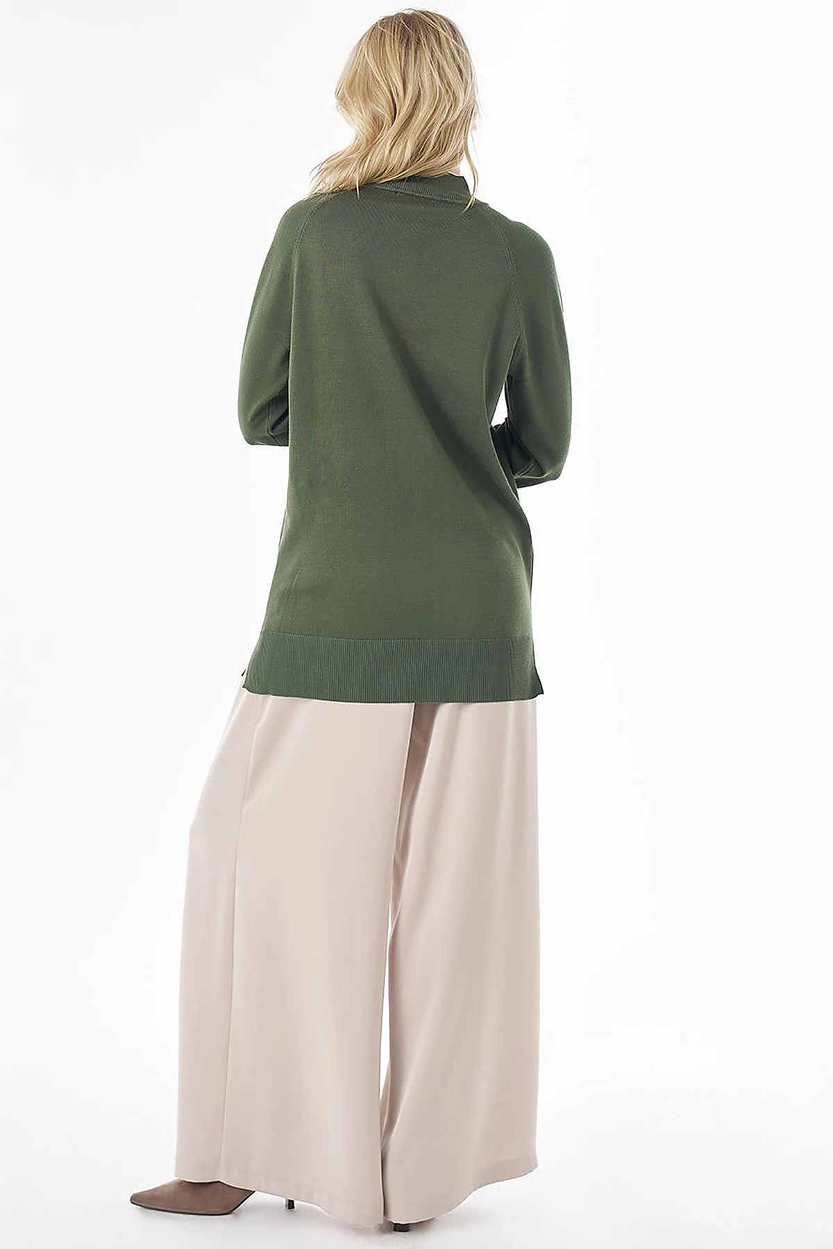 Half-Turtleneck Viscose Knit Tunic Forest Green 