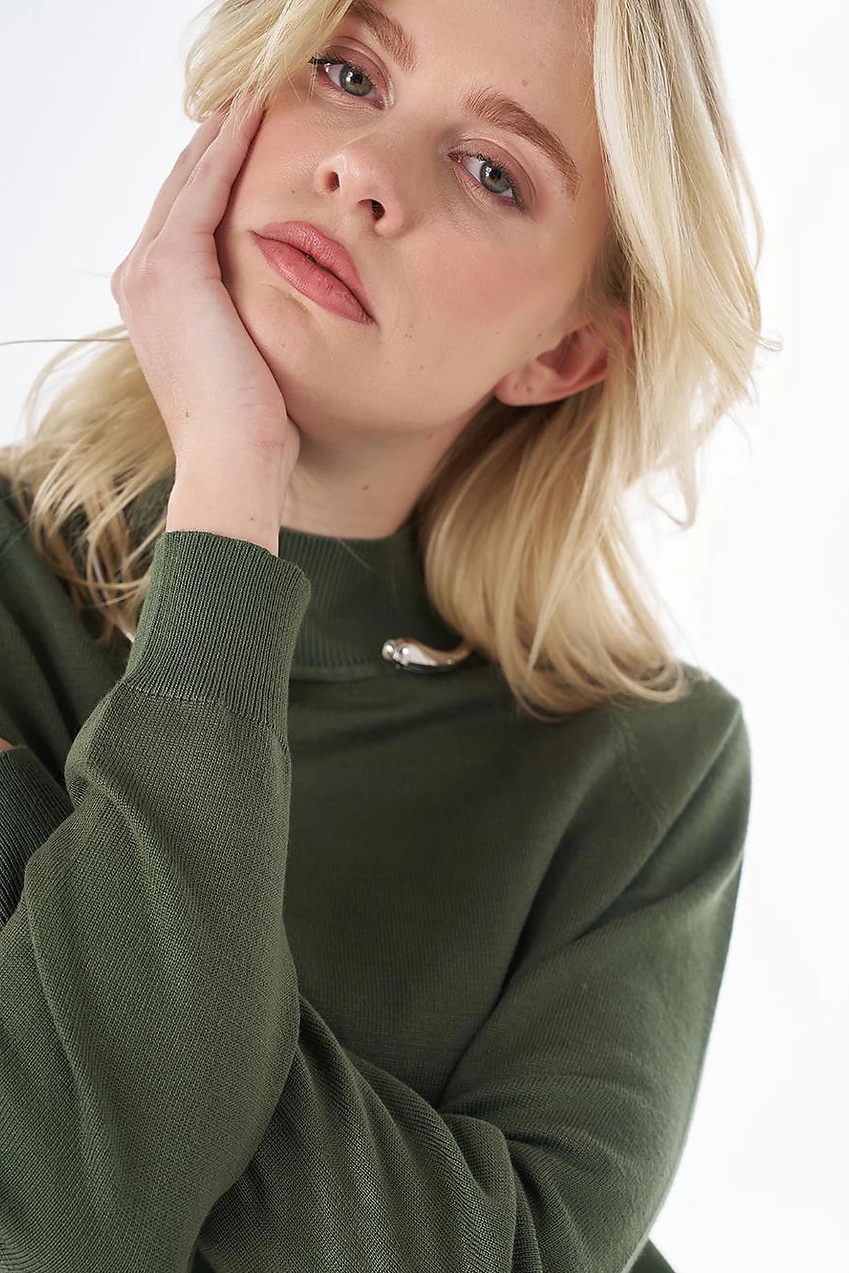 Half-Turtleneck Viscose Knit Tunic Forest Green 