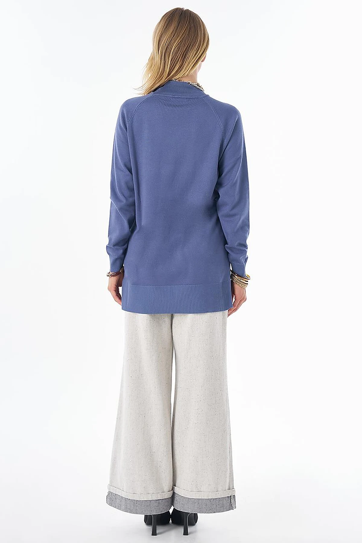 Half Turtleneck Viscose Knit Tunic Crown Blue