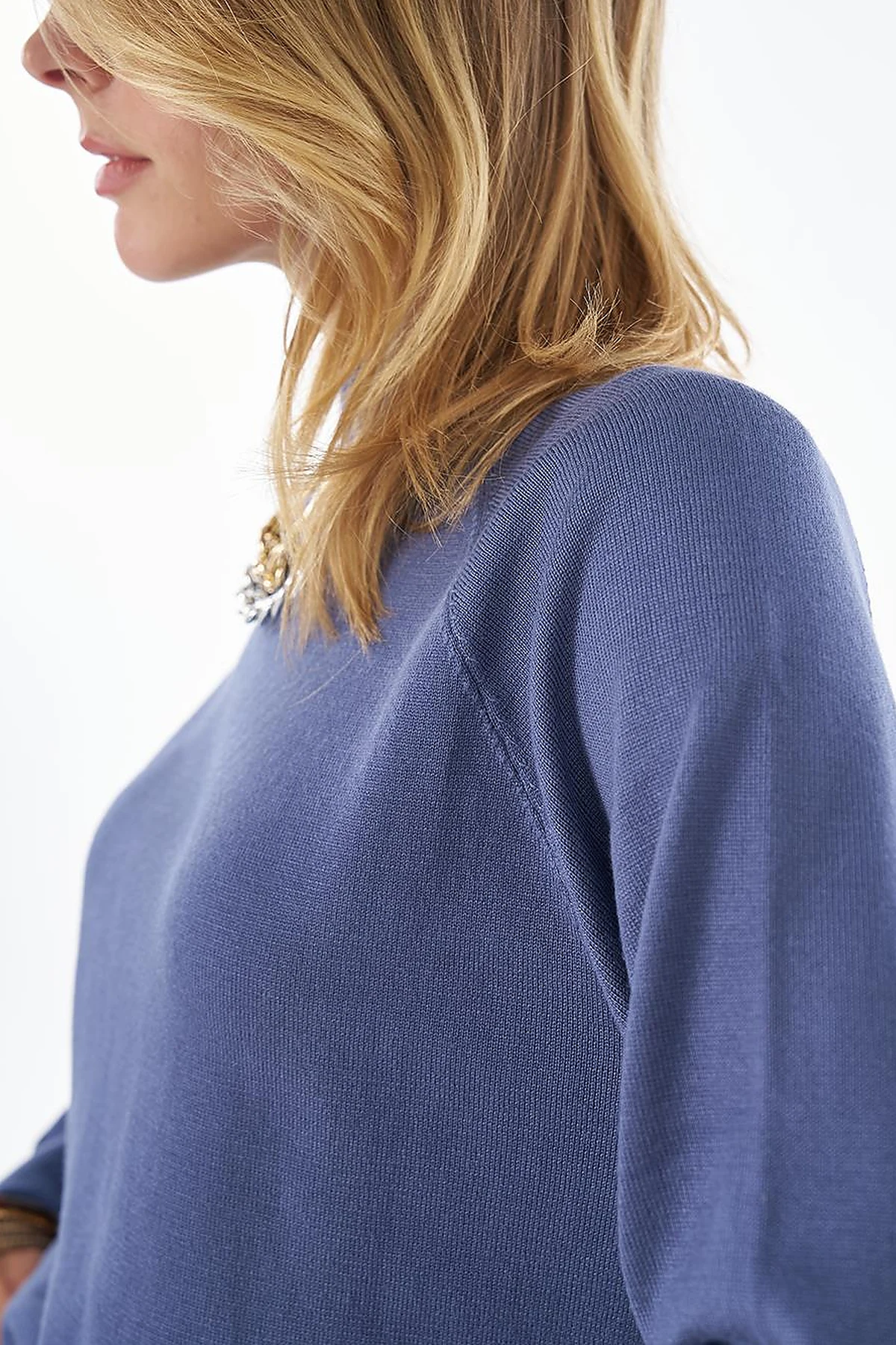 Half Turtleneck Viscose Knit Tunic Crown Blue