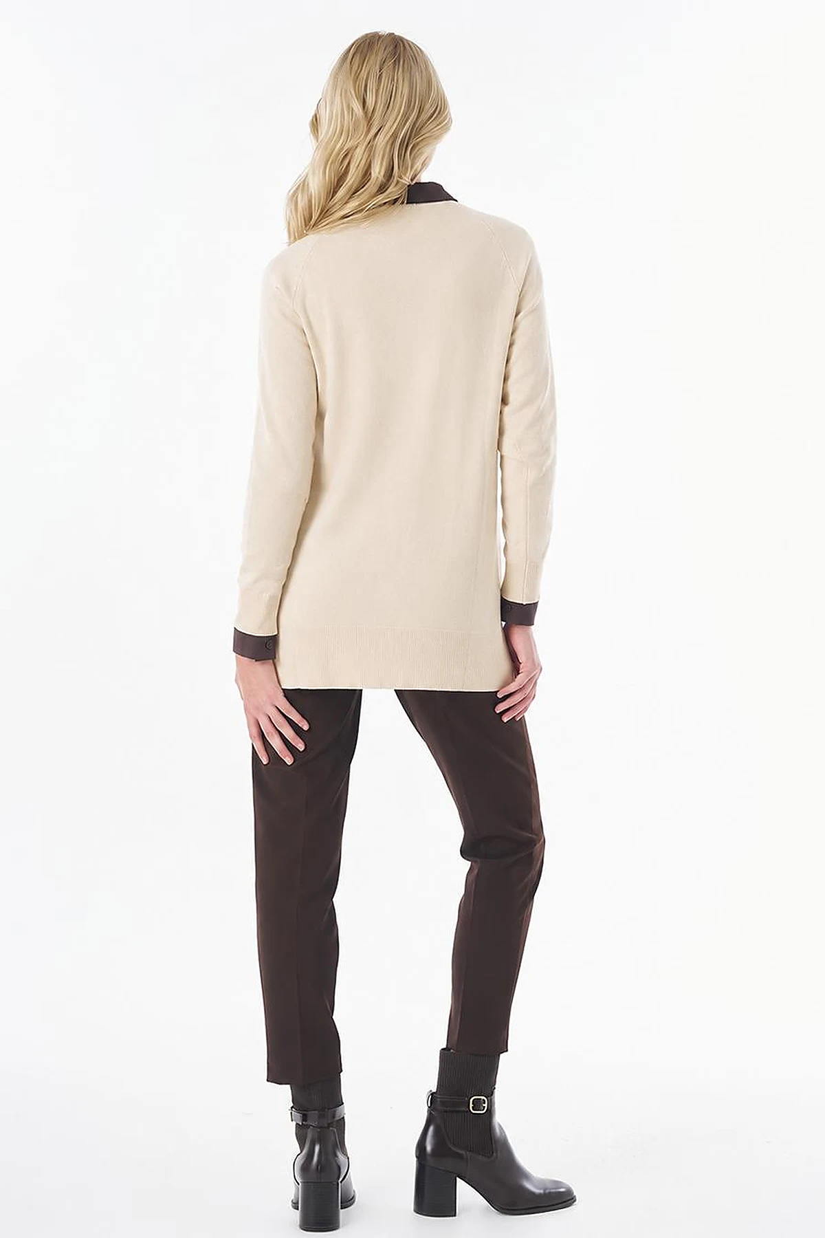 Half-Turtleneck Viscose Knit Tunic Stone 