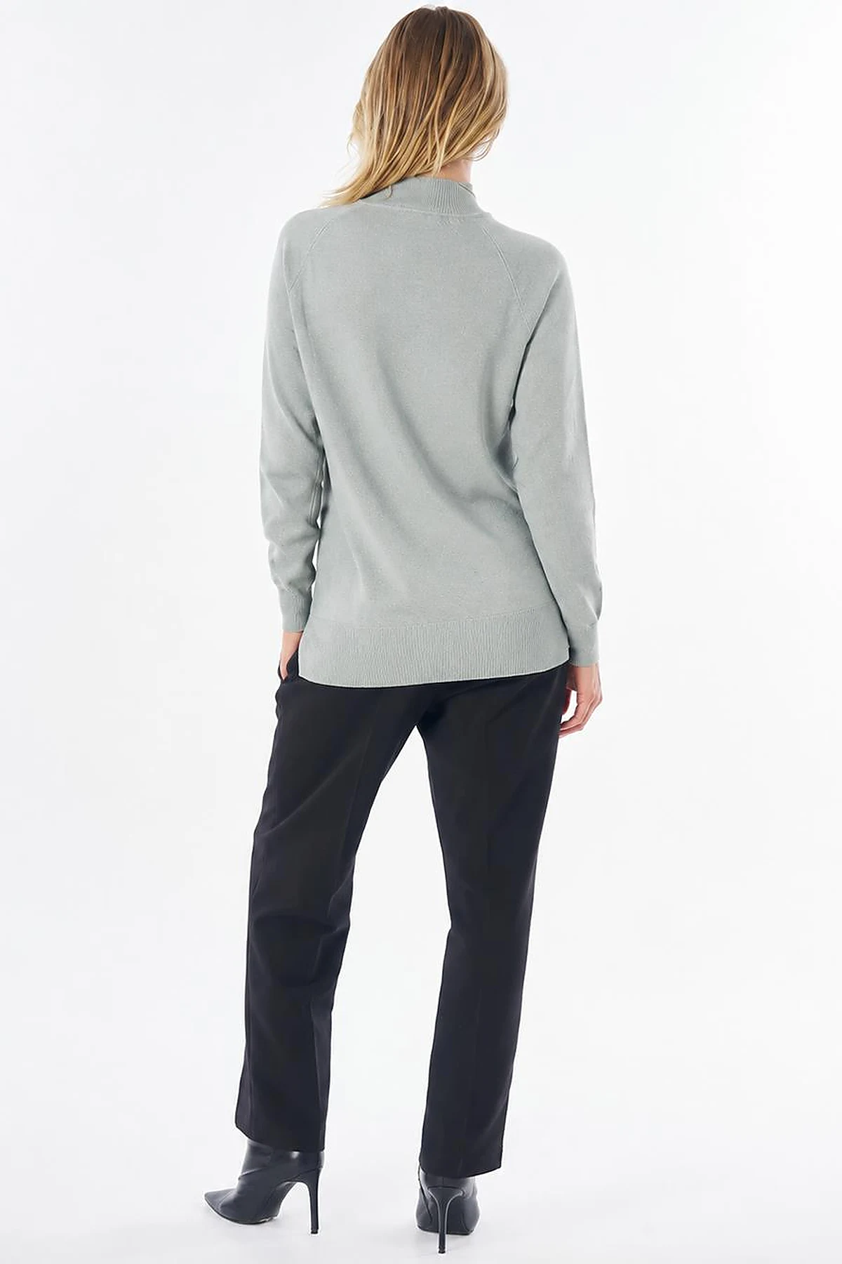 Half Turtleneck Viscose Knit Tunic Moss Green