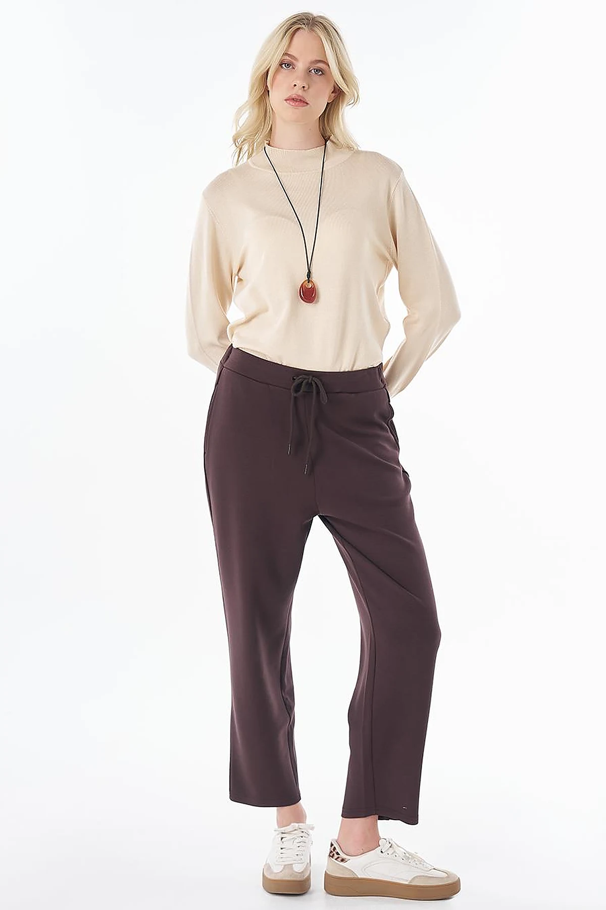 Bağcıklı Relax Fit Pantolon Kahve