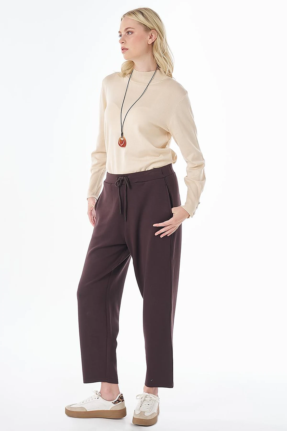 Bağcıklı Relax Fit Pantolon Kahve