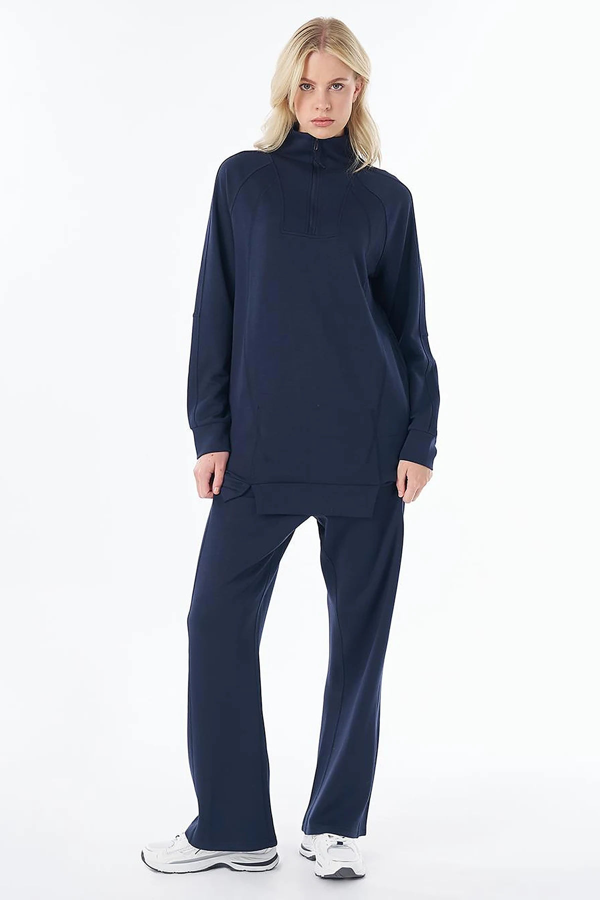 Dikiş Detaylı Rayon İkili Takım Lacivert