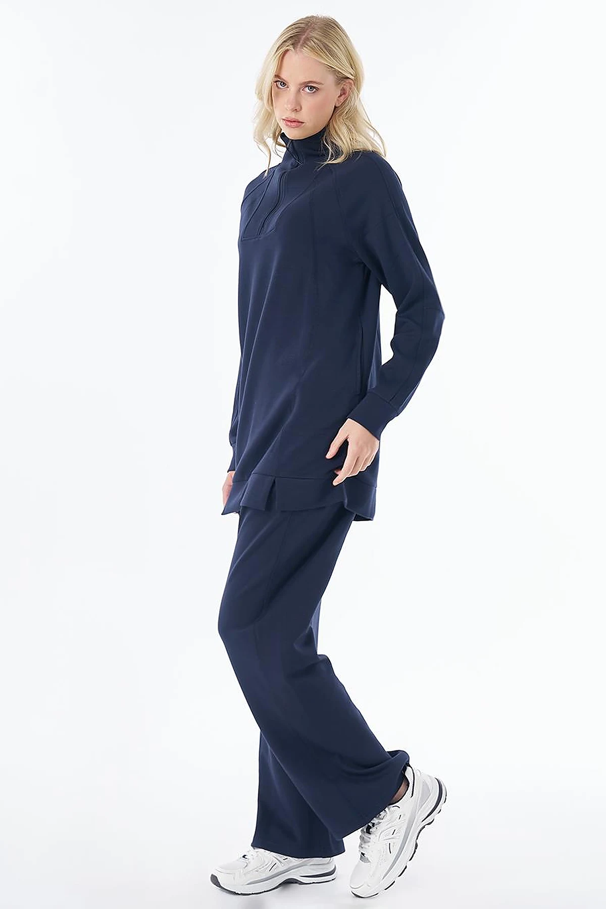 Dikiş Detaylı Rayon İkili Takım Lacivert