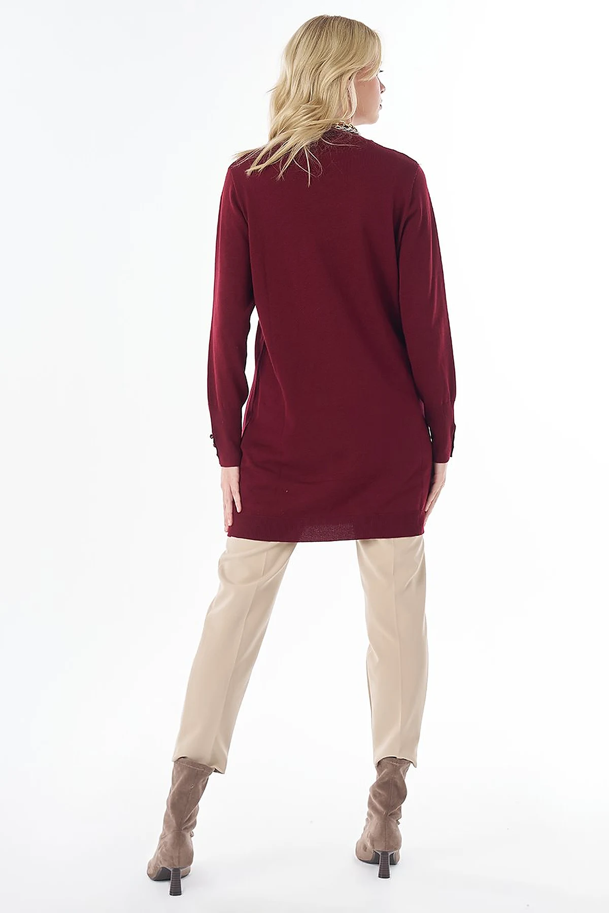 Turtleneck Basic Viscose Knit Tunic Dark Burgundy