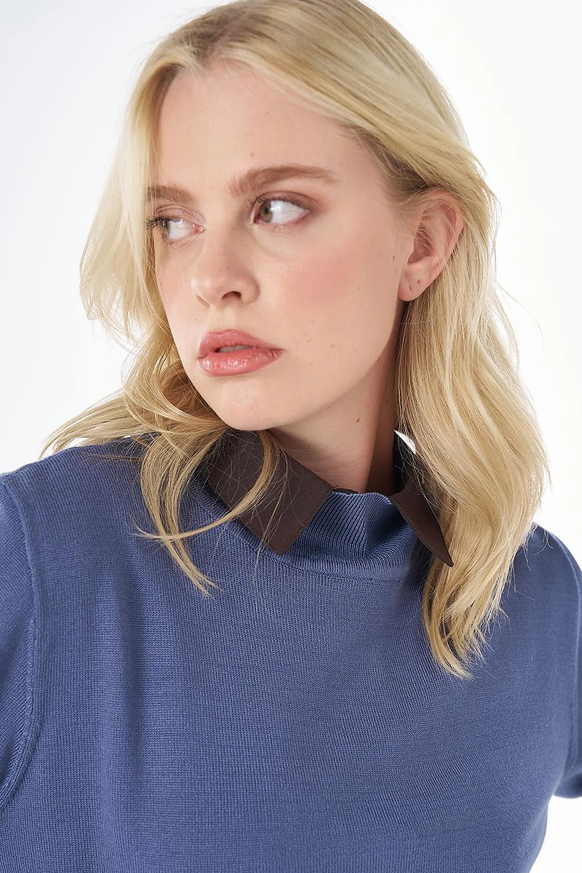 Turtleneck Basic Viscose Knit Tunic Royal Blue