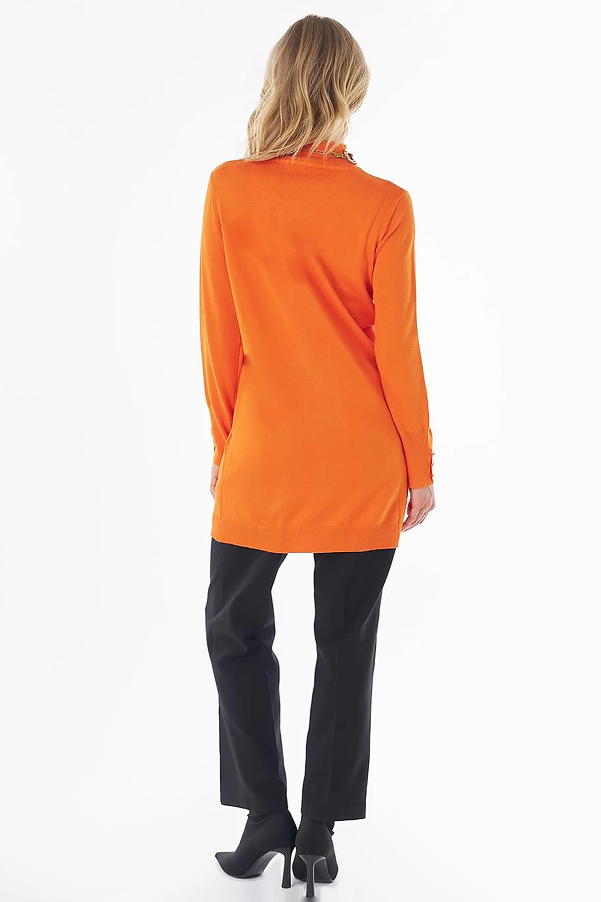 Turtleneck Basic Viscose Knit Tunic Orange