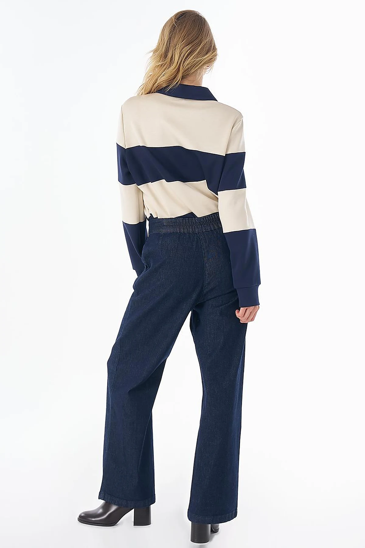 Çima Dikişli Denim Pantolon Koyu Lacivert