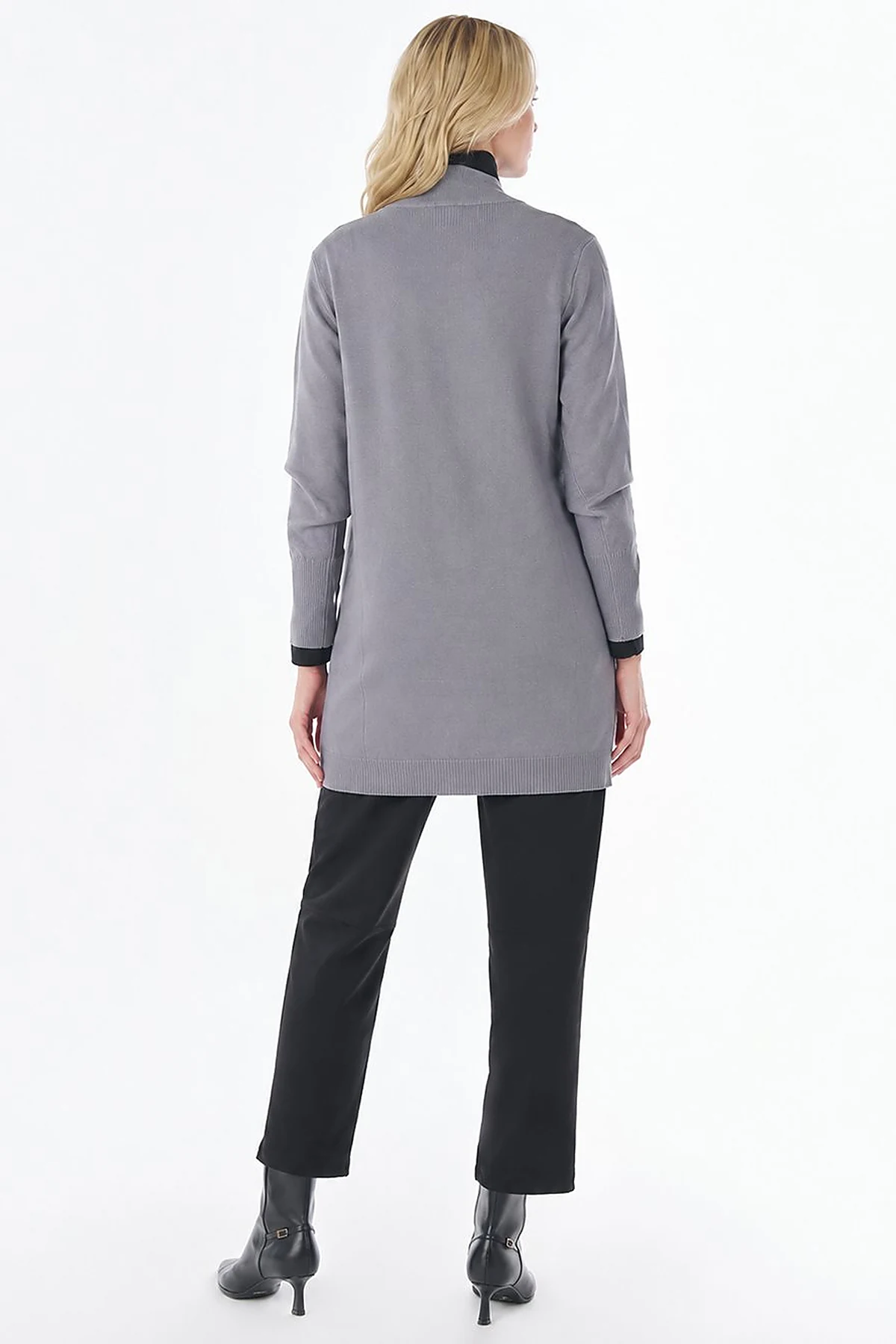 Turtleneck Basic Viscose Knit Tunic Gray