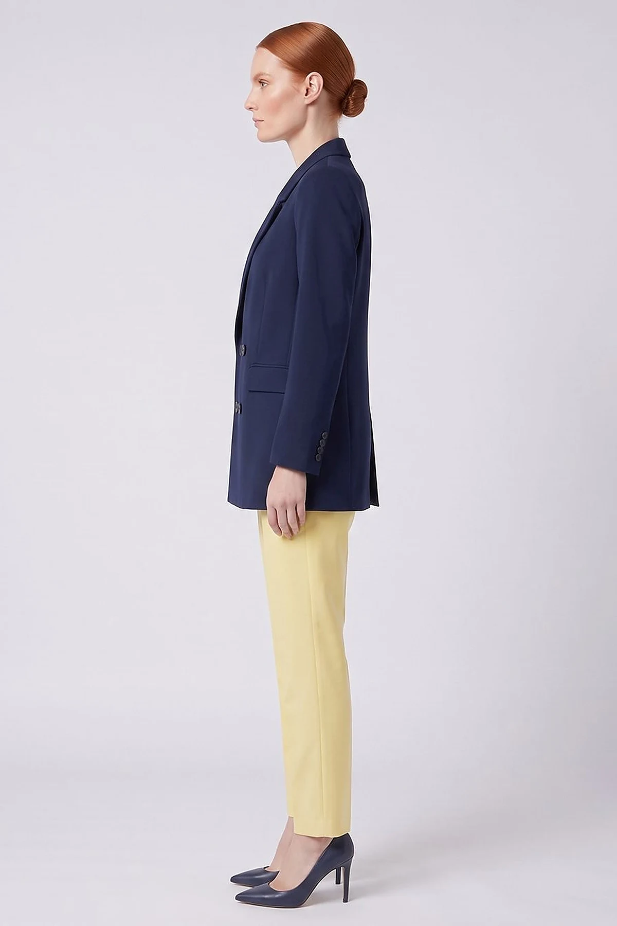 Cover Pocket Crepe Blazer Jacket Navy Blue