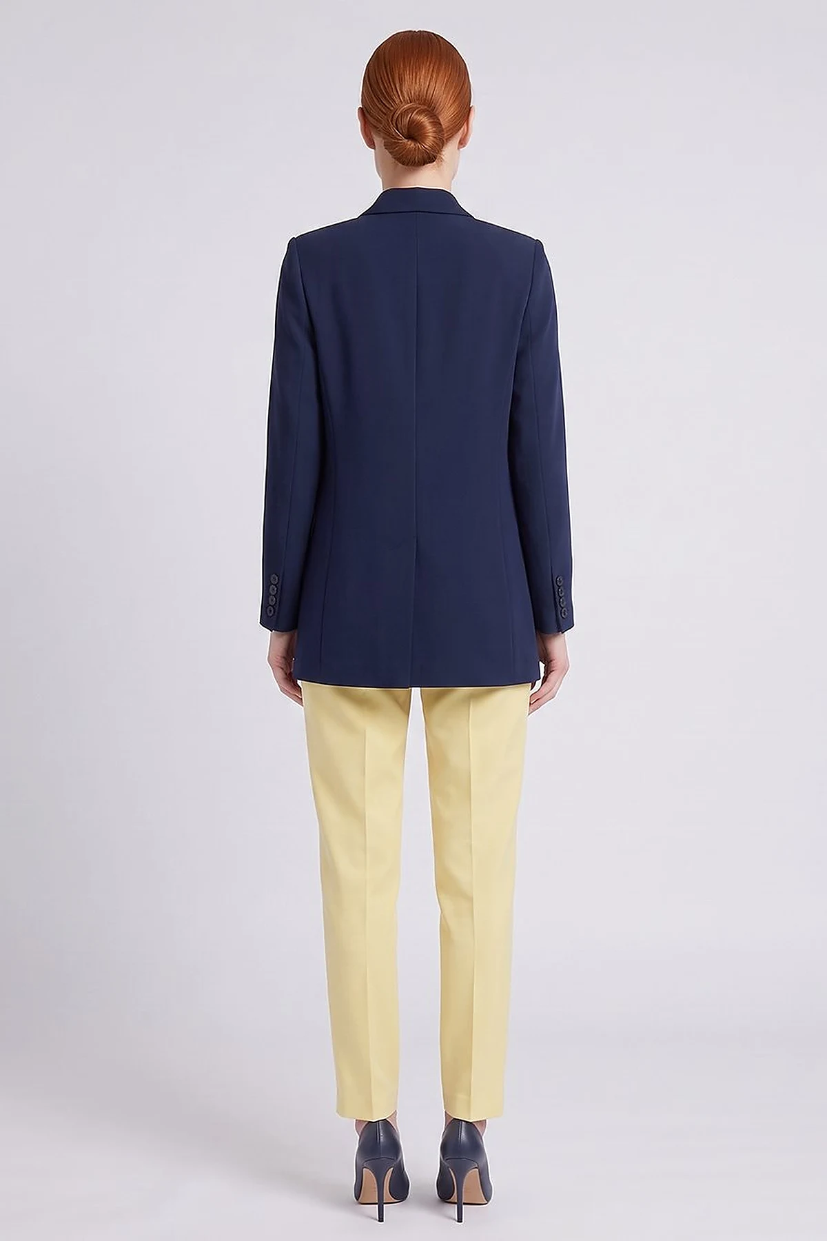 Cover Pocket Crepe Blazer Jacket Navy Blue