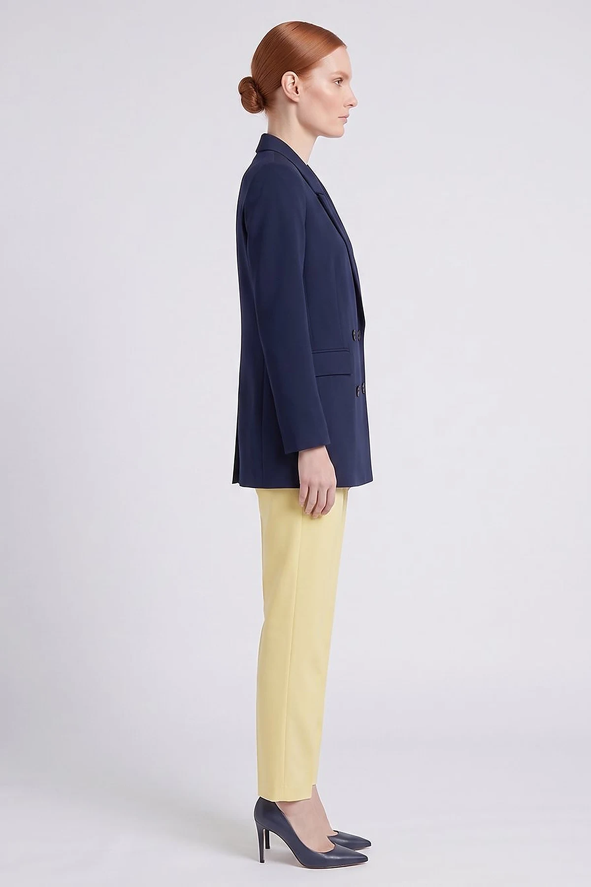 Cover Pocket Crepe Blazer Jacket Navy Blue