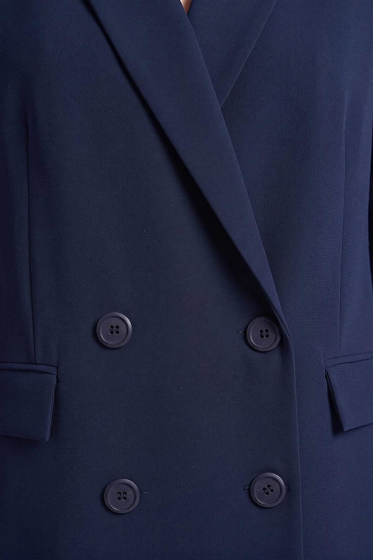 Cover Pocket Crepe Blazer Jacket Navy Blue