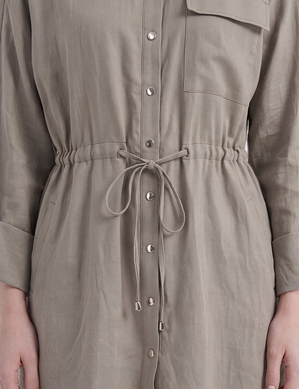 Single-Pocket Linen Lyocell Tunic Dark Mink