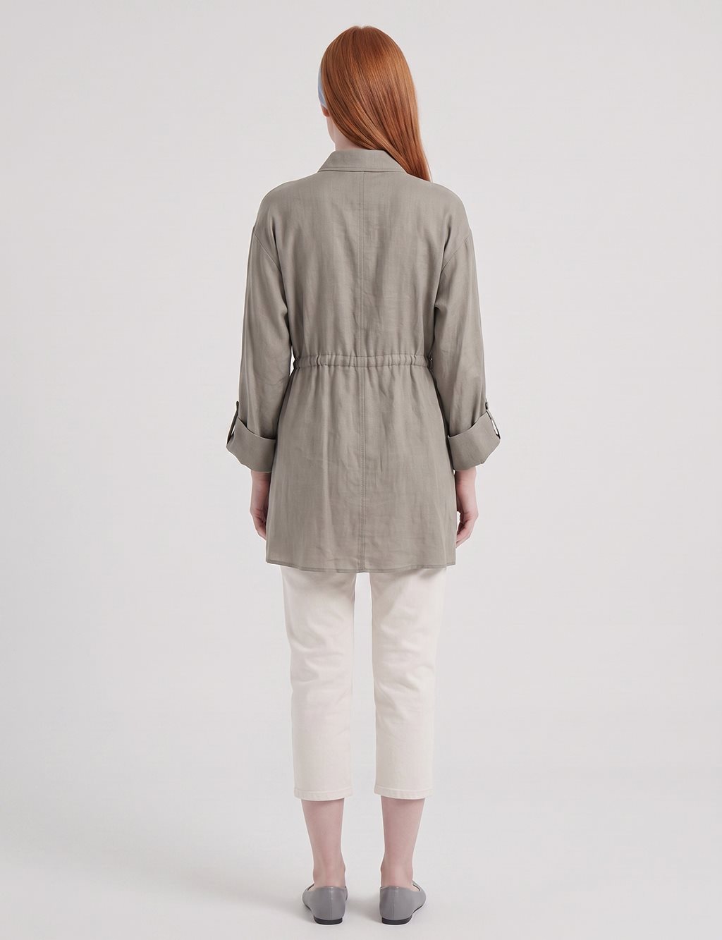 Single-Pocket Linen Lyocell Tunic Dark Mink