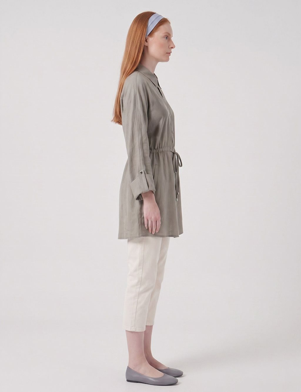 Single-Pocket Linen Lyocell Tunic Dark Mink