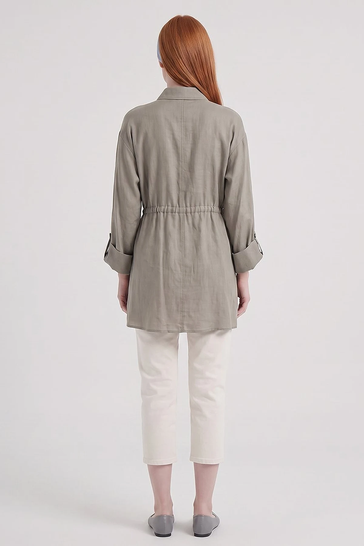 Single-Pocket Linen Lyocell Tunic Dark Mink