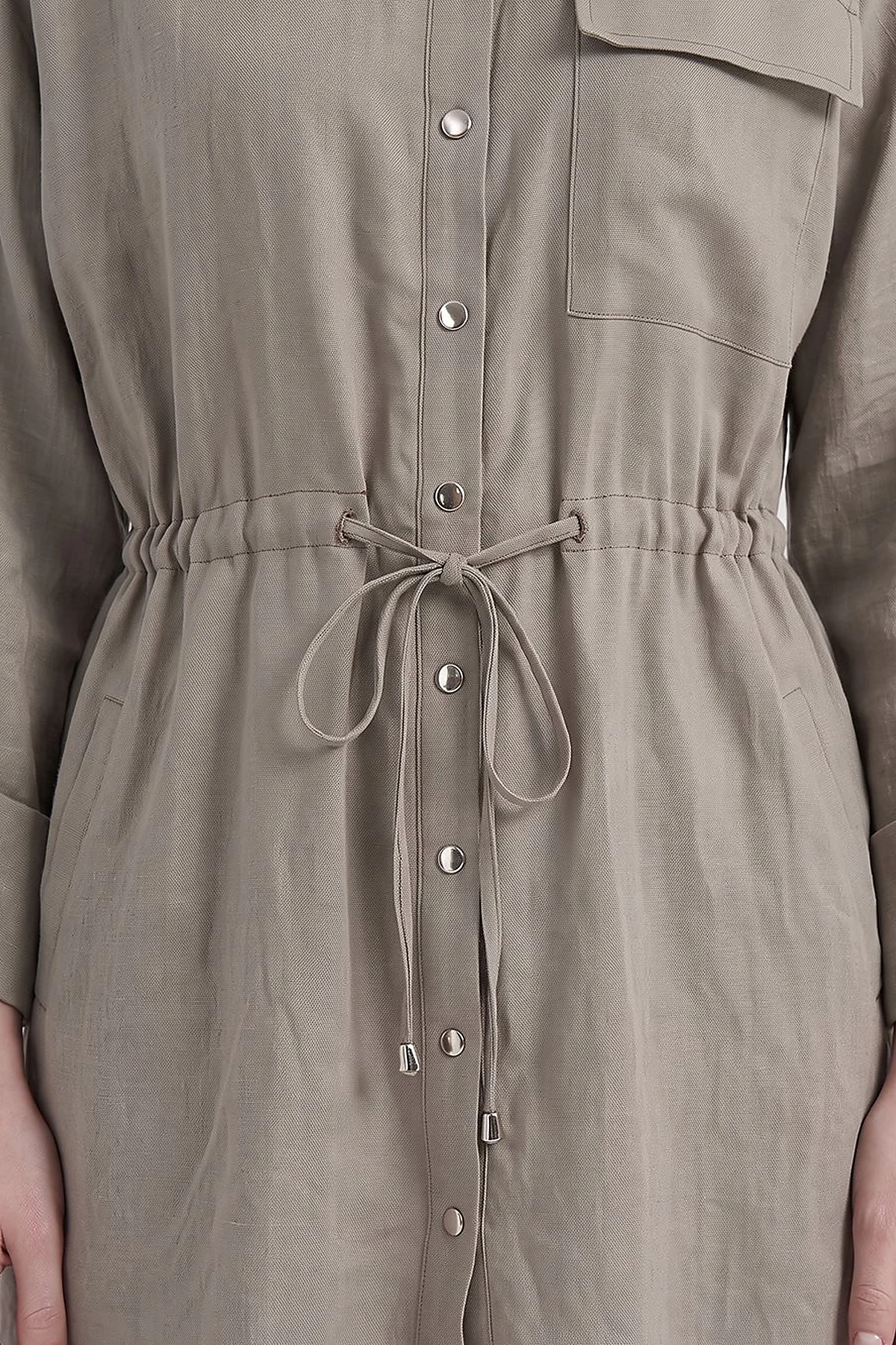 Single-Pocket Linen Lyocell Tunic Dark Mink