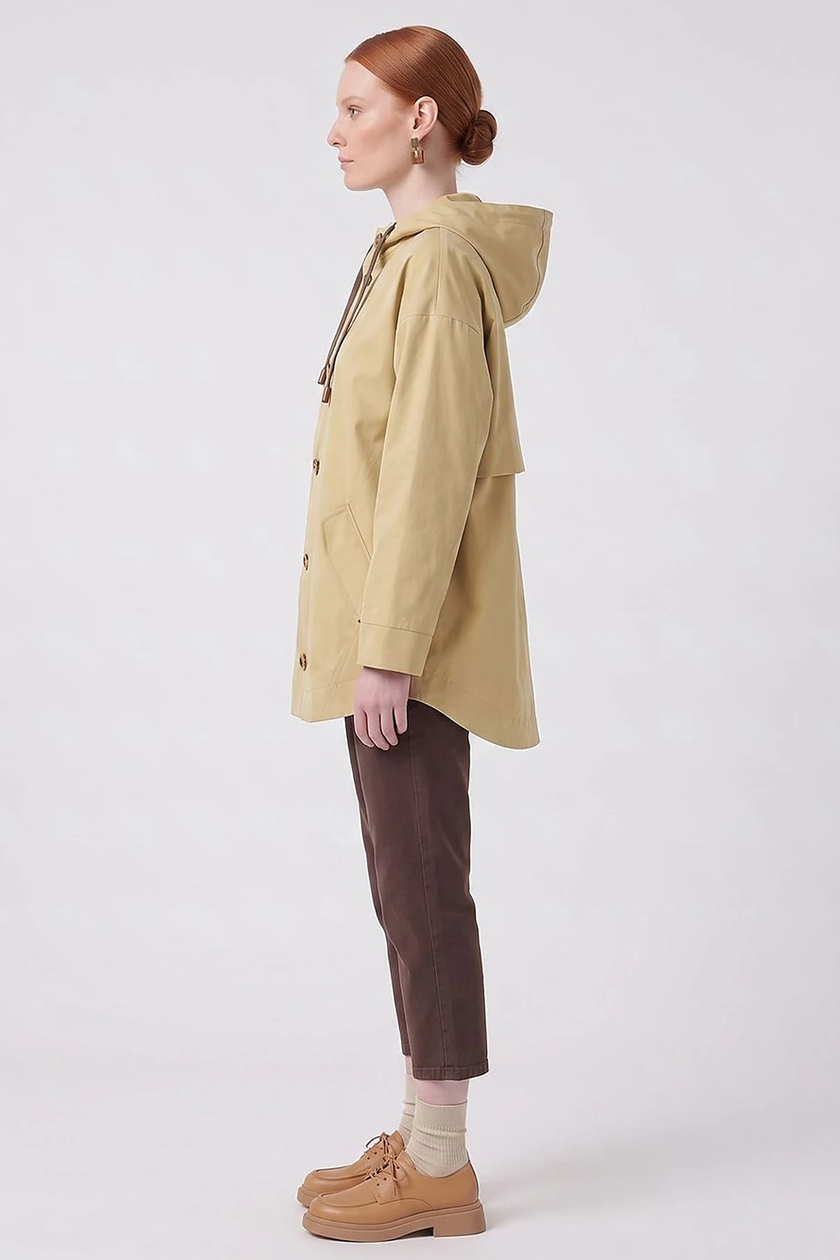 Hooded Short Trench Coat Light Yellow