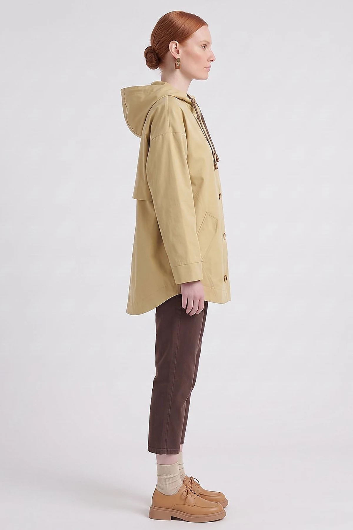 Hooded Short Trench Coat Light Yellow