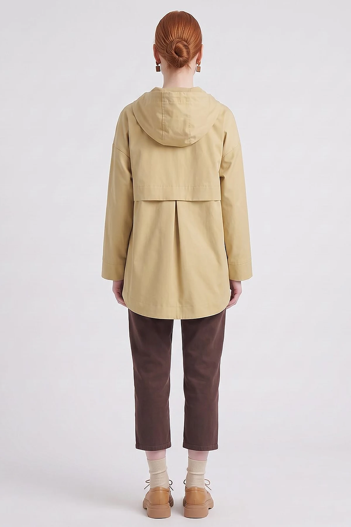 Hooded Short Trench Coat Light Yellow