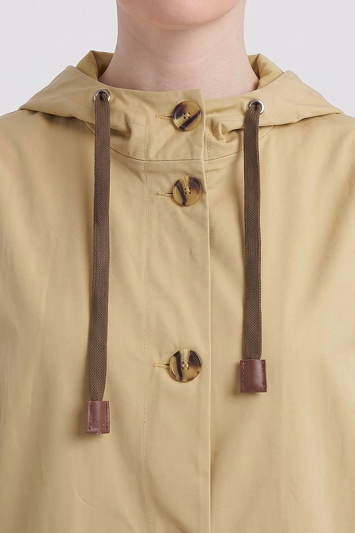 Hooded Short Trench Coat Light Yellow