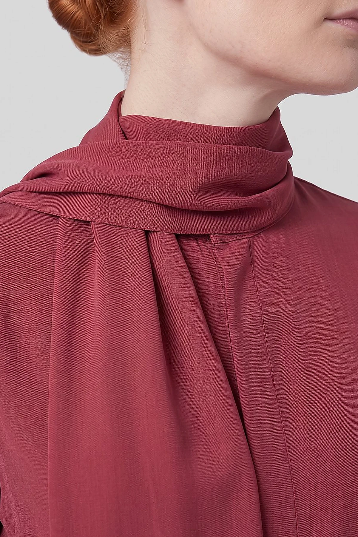 Shawl Collar Rayon Blouse Tibetan Red