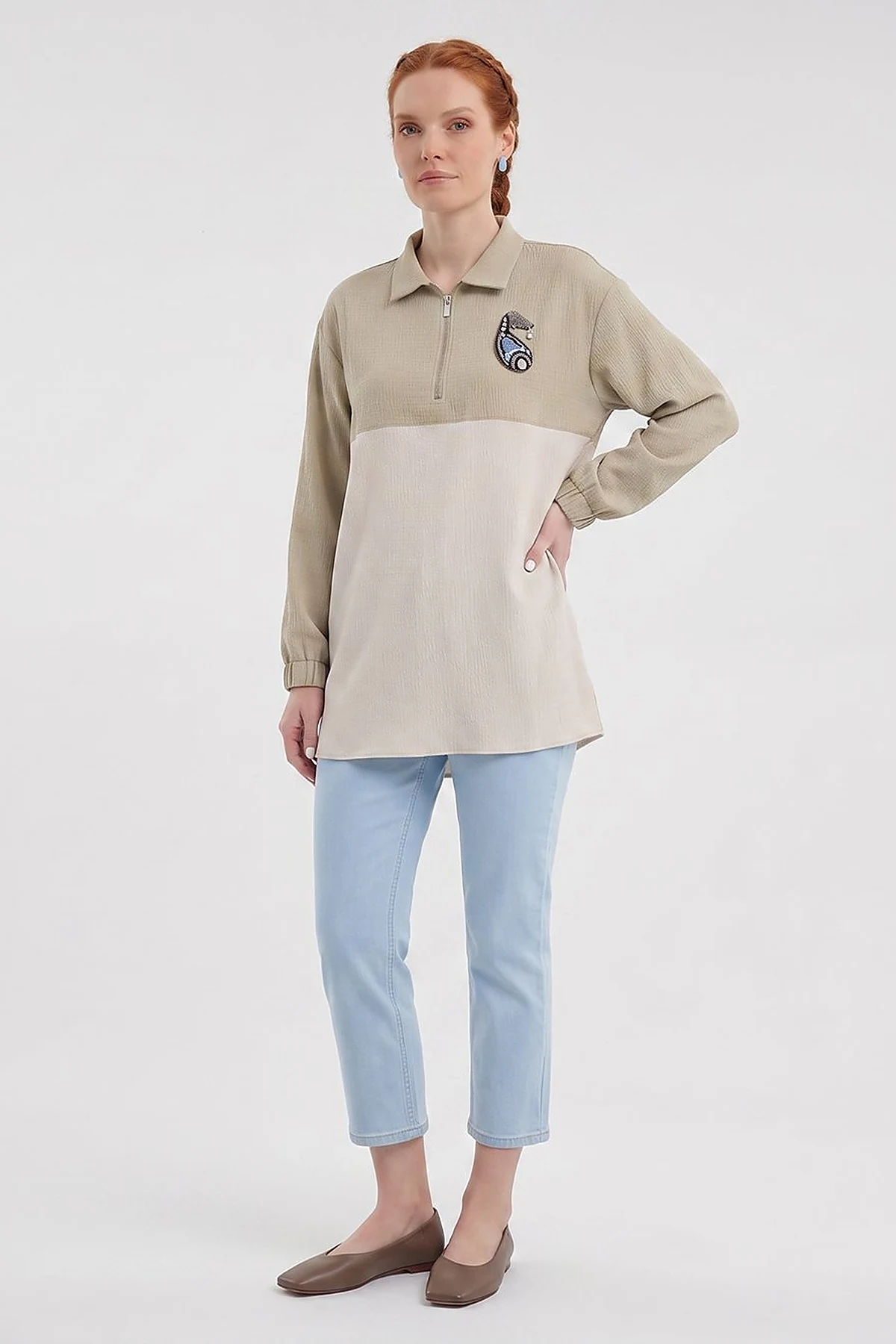 Embossed Tunic Moss Green