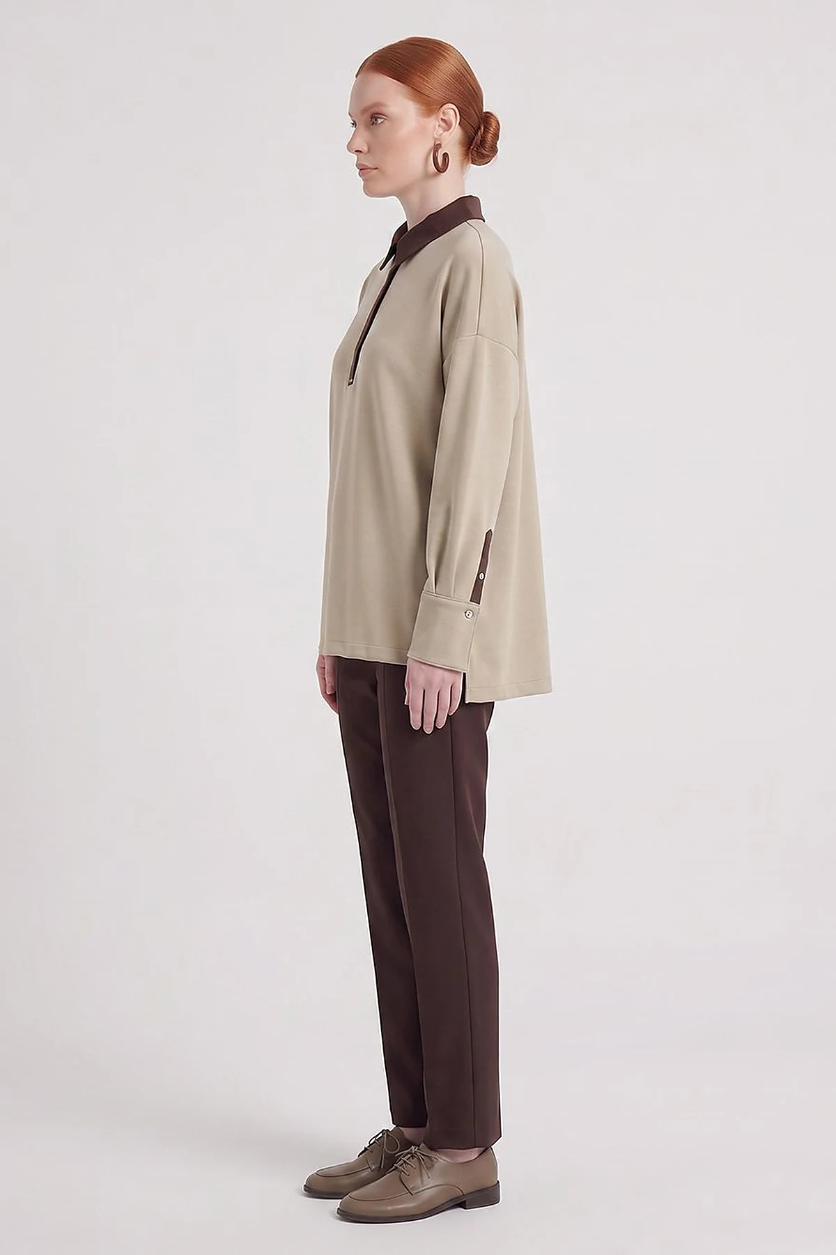 Off-Shoulder Rayon Tunic Moss Green