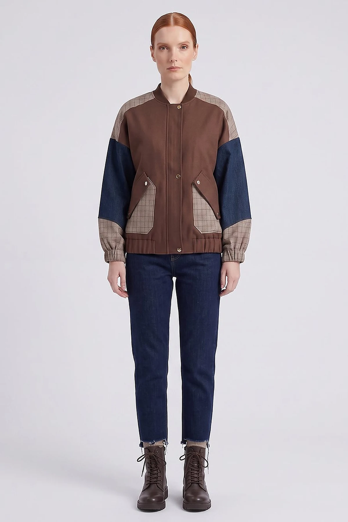Color-Block Jacket Chocolate